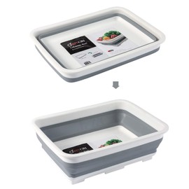 DIVCHI Folding Washbasin Collapsible Washing Up Bowl Retractable Portable Thickened Travel Washbasin Wash Foam Foot Travel Outdoor Car Laundry Washing Basin (Grey/White)