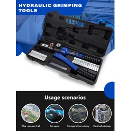 AMZCNC Industrial Hydraulic Cable Lug Crimper (16 TON) 9 AWG to 600 MCM Electrical Terminal Cable Wire Tool Kit with 13 Die Sets