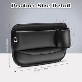 Coolrunner 2 Set Car Seat Gap Filler, Universal Car Seat Gap Organizer, PU Full Leather Car Seat Crevice Storage Box Adjustable Fit in Between Car Seat Catcher for Phone Keys Cards Pens Coins