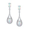 18K White Gold Plated Fire Opal Birthstone Gemstone Drop Earrings