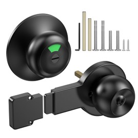 New ball indicator bolt lock, safe, with occupancy indicator, easy installation without lock cylinder, perfect for bathroom partitions, restrooms, restaurants, medical offices, Airbnb.（black)