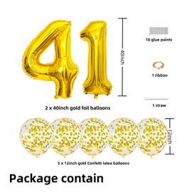 Gold 41 Foil Balloons 40" Jumbo Foil Balloons Confetti Balloons for 41th Birthday Wedding Anniversary Party Decorations