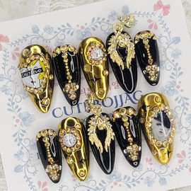 Golden Lingering Handmade Nail Tips - Oval XL / 금빛 여운 수제네일팁 - 오벌XL
