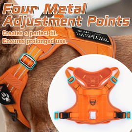 rabbitgoo Tactical Dog Harness for Large Dogs, No Pull Military Dog Harness with Handle & Molle, Easy Control Service Dog Vest Training Walking, Adjustable Reflective Tactical Pet Harness, Orange, XL