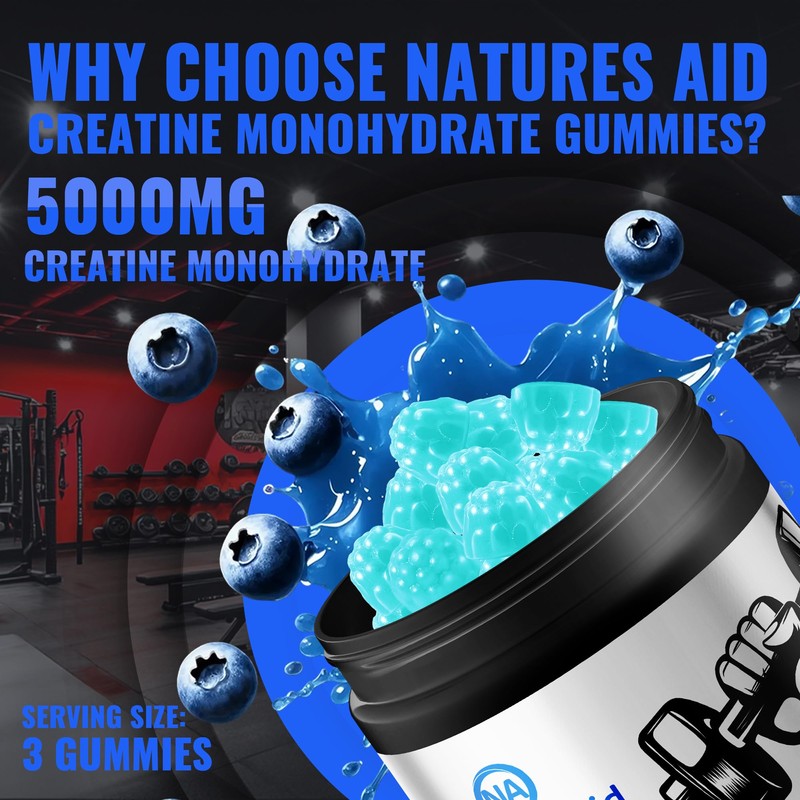 Natures Aid Creatine Monohydrate Gummies (5g) – Pre-Workout Energy &