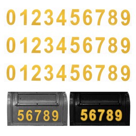 PATIKIL Reflective Mailbox Numbers, 3 Sets 3 Inch Waterproof Gold Tone Mailbox Numbers for Outside Self Adhesive Number Stickers for Mailbox, Address Numbers, House