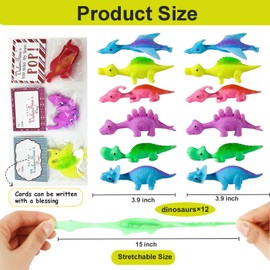 Valentine's Day Kids Gift Finger Dinosaurs,12pcs Slingshot Dinosaur Finger Toys,Stretchy Finger Flying Dinosaur Toys,Rubber Flying Dinosaur Toys,Children's Pranks and Gifts for Boys and Girls