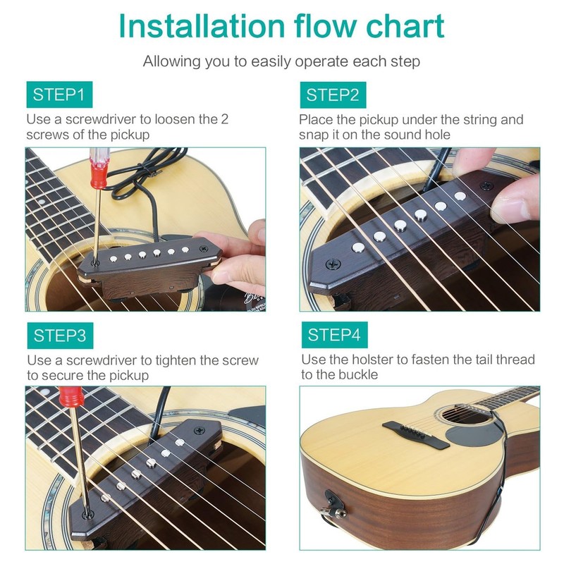 Acoustic Guitar Pickup Hole Free Volume Tone Control Dual Coil