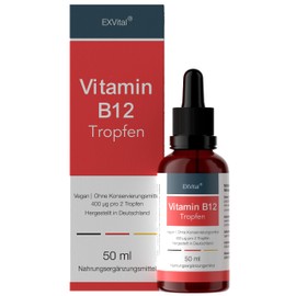 Vitamin B12 Drops High Dose, Bioactive Methylcobalamin 400 μg per Daily Portion, 1,250 Drops in 50 ml, Alcohol Free