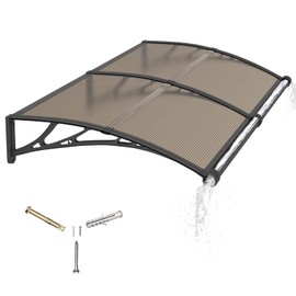 GGNEBAI Awning for Door Entrance 32x60 Inches,Awnings for Doors with Separate Drainage,Front Door Awning Exterior,Polycarbonate UV, Rain, and Snow Protection for Porch,Patio,Window,Deck
