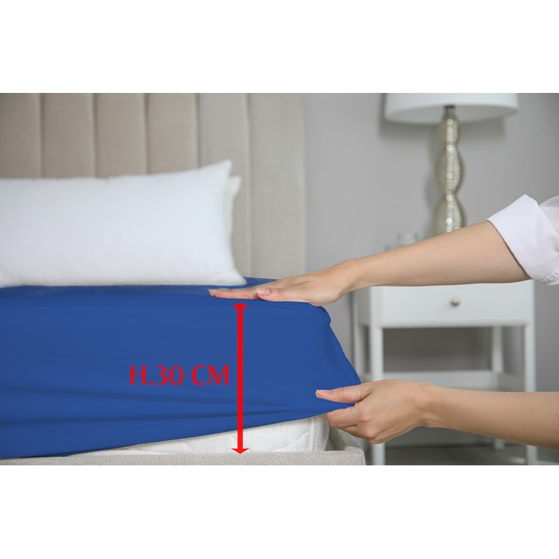 Zer0bed, Fitted Sheet with Corners, Plain Colour, 100% Cotton, Maxi
