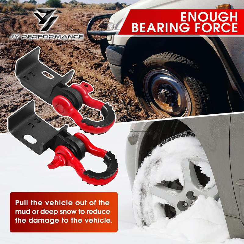 JY PERFORMANCE Front Demon Tow Hook Brackets with 3/4in Shackle