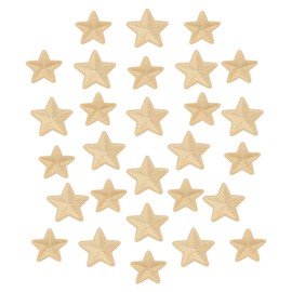 letsinstyle 28Pcs Star Iron on Patches, 2 Sizes Mini Star Embroidered Applique, Gold Polyester Embroidery Sew on Patch for Clothing Repair and Decoration DIY Craft