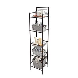 Bath Bliss Bronze, 5 Tier Storage Shelf in Oil Rubbed, Freestanding Shelving, Bathroom, Towel & Toiletries Organizer