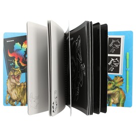 Depesche 12732 Dino World Magic Scratch Book with Cool Dinosaur Motifs for Scratching, Book with Colourful Gradient and Scratch Pen