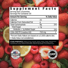 CON-CRET Creatine HCl Gummies for Men & Women | Muscle, Cognitive, Cellular Energy Support | No Bloating or Cramps | USA Made | Berry Zing (60 Count)