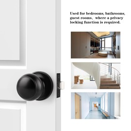 Probrico Closet Door Knobs 8 Pack, Interior Passage Door Knob Matte Black Finish, Modern French Door Handles with Adjustable Latch
