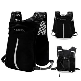 Running Vest for Men and Women, Lightweight Hydration Backpack with Adjustable Chest Strap & Waist Belt, Running Backpack with Reflective Stripes, Large Back Compartment for Running, Outdoor