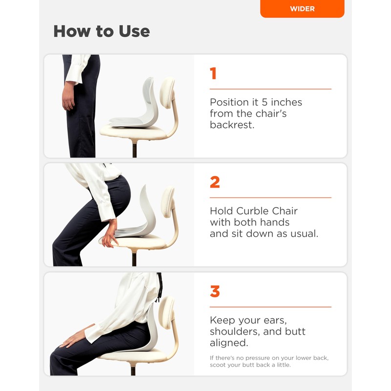 curble Wider 2PACK, Ergonomic Lower Back Chair Support, Lumbar Support