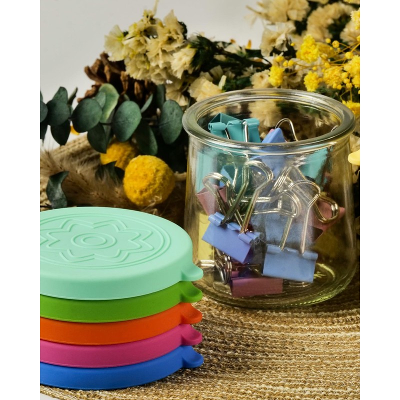 TERESRY 12 Pack Silicone Oui Yogurt Jar Lids with 12