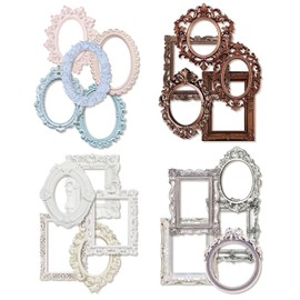 FOSDICK 40 Sheets Lace Frame Scrapbook, Vintage Scrapbooking Paper, Vintage Hollow Embossed Photo Frame Scrapbook Accessories Paper, Vintage Scrapbooking Frame Paper for DIY Art Diary Notebook