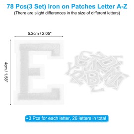 PATIKIL Iron on Letter Patches, 78Pcs Embroidered Letters A-Z Sew on Iron on Patches for Clothes Backpacks Hats DIY Accessories, White 2inch Height