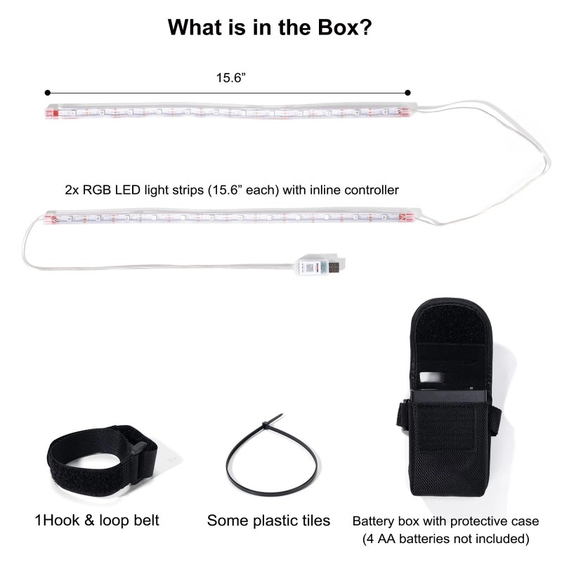 Martronic 2-Pack LED Bike Frame Lights Kit for Night Riding,