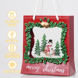 Snowman Snow Globe Christmas Decorations Musical Snow Globes Lantern with Swirling Glitter, Christmas Tree Snow Globe Lamp Battery Operated & USB Powered Merry Christmas Holiday Party Decor Gifts