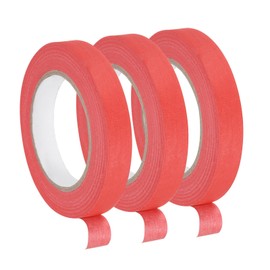 QUARKZMAN Pack of 3 0.7 Inch Wide 60 Yards Red Masking Tape Painter's Tape Rolls for Home Office Commercial Contractors Clean Drip Free Painting Wide Crepe Paper
