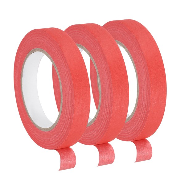 QUARKZMAN Pack of 3 0.7 Inch Wide 60 Yards Red