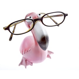 By Bers Glasses Holder Die _Vogel-Design Hand-Painted Animal Real Funny Polyresin for Fun and Young at Heart Gift, pink
