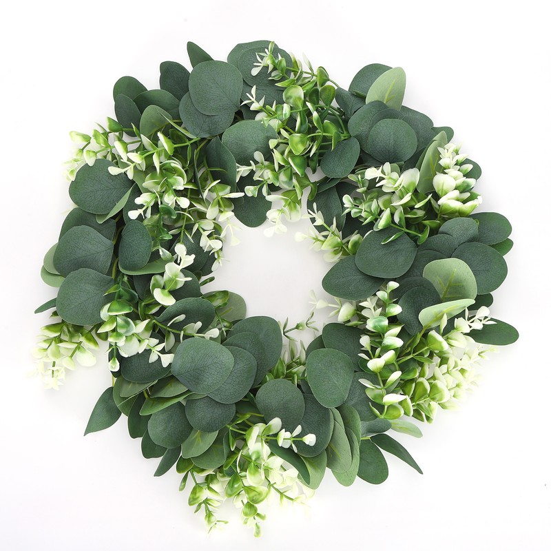 Home Hanging Artificial Plants Wreath Green Leaf Wreath Decoration for