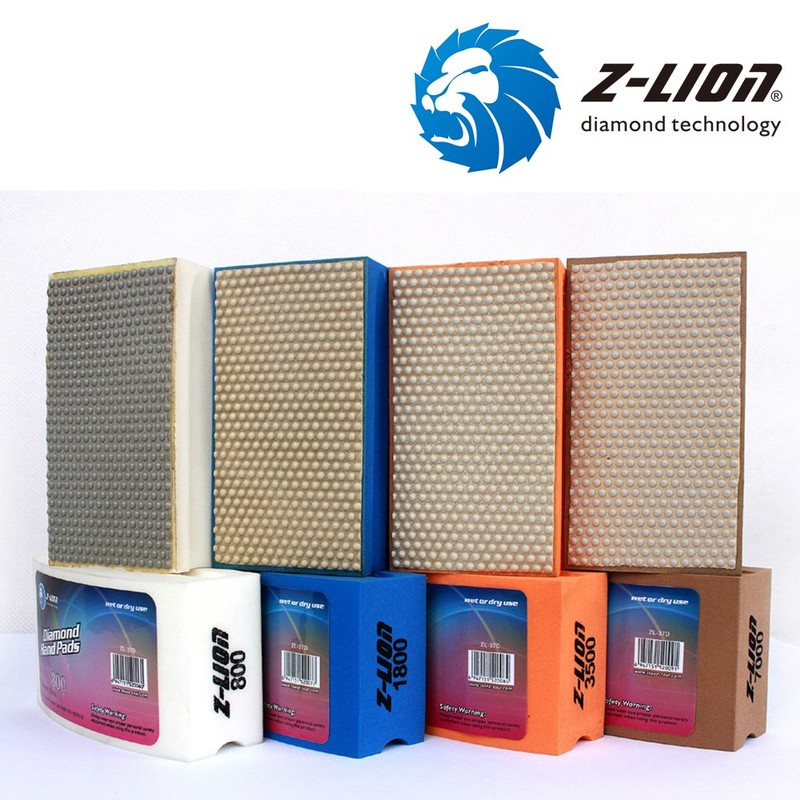 Z-LION Diamond Hand Polishing Pads Foam Back for Granite Marble