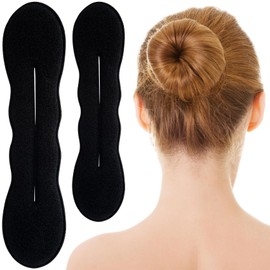 SmallCat 2 Pcs Sponge Hair Bun Maker, Lazy Hair Curler Tool for Women, 2 Sizes Bun Updo Hair Accessories for Thin Thick Long Straight Curly Hair- Black