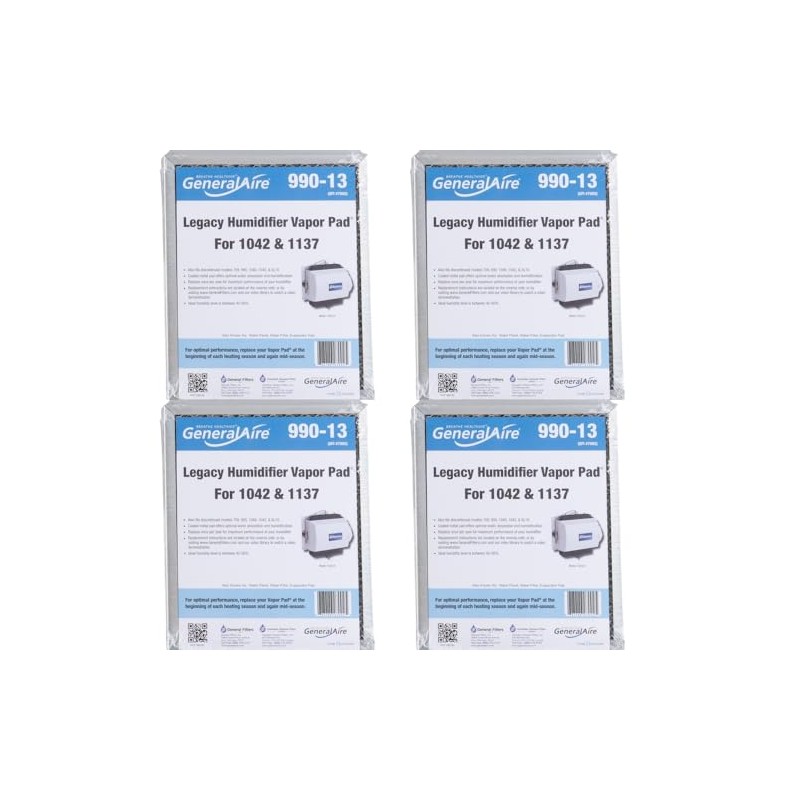 4-PK -GeneralAire 990-13 Humidifier Water Vapor Pad- GFI #7002 Compatible