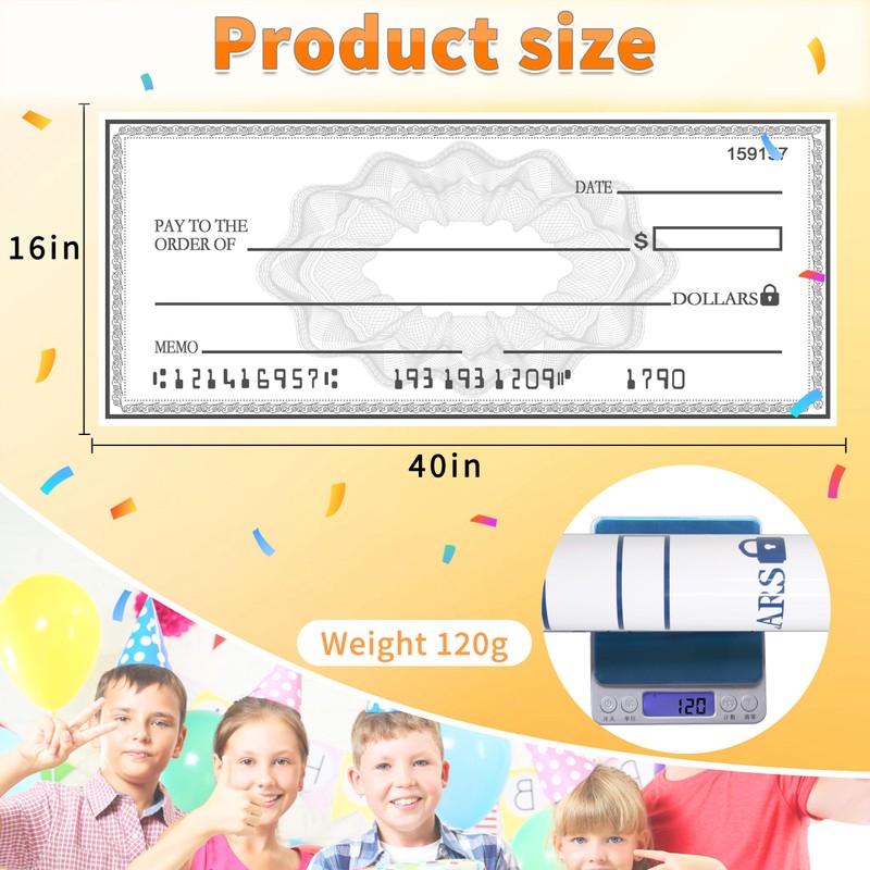 Voccim 30" x 16" Giant Fake Check - Oversized Blank