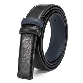 Vatee's Reversible Genuine Leather Belts without Buckle For Men/Women Replacement Belt Strap 29mm Wide 115cm Long Black & Blue