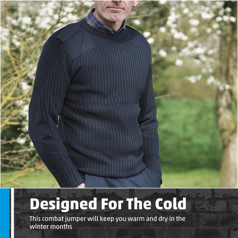 Fort Men's 120 Crew Neck Combat Jumper, Black, XL UK