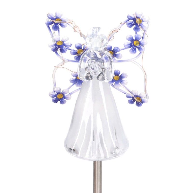 2 Pack LED Solar Angel Lights Solar Powered White Light