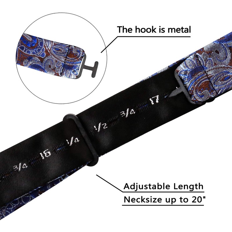 Alizeal Mens 2pcs Paisley Jacquard Self-Tie Bow Tie Pocket Square