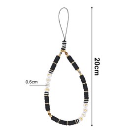 PFLYPF 2 Pieces Phone Strap Beads Anti-Lost Chain Bohemian Style Beads Phone Decoration White (Black White) Resin, black