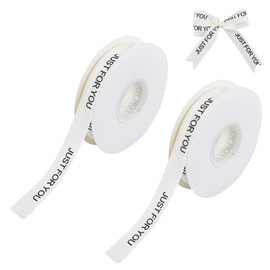 DICOSMETIC 70 Yards x 3/4 Inch Polyester Grosgrain Ribbon Just for You Ribbon Floral White Valentines Ribbons Word Print Ribbon Gift Wrapping Ribbon for Wrapping Gift Birthday Wedding Bouquet, 2 Rolls