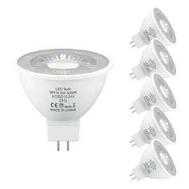 LUTW GU5.3 LED 12V Warm White, AC/DC 12V/24V MR16 LED 5W 3000K Replaces 50W Halogen Lamp, 470LM 38° Beam Angle LED Lamp, Non-Dimmable LED Spotlight, Pack of 6