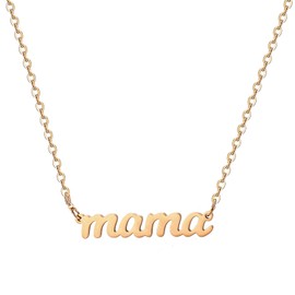Glimmerst Mama Necklace for Mother 18K Gold Plated Stainless Steel Dainty Mama Letters Choker Necklace Mother's Pendant Necklaces for Women