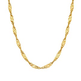 StyleJella Gold Silver Necklace Chain With Adjustable Lobster Clasp, Diamond Cut Geometric Gold Beads Stationed on Dainty 2mm Cable Box Chain, 16 Inches Rolo Oval Figaro Link Singapore Chain.,