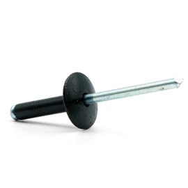 Hippo Hardware (4mm X 12mm) Black Extra Large Flange Pop Rivets Open End Dome Head Flanged Aluminium/Steel (Pack of 100)