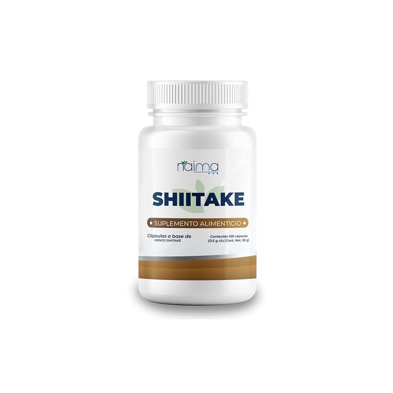Naima Shiitake 100 Cápsulas Suplemento Alimenticio Puro Ingredientes Naturales Aditivos