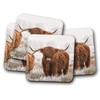 4 Set - Highland Cow Coaster - Cattle Scotland Hairy