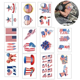 USA Flag Tattoos Patriotic Stickers Independence Day July 4th Party Decoration Body Art Fake Temporary Tattoos Decals for Women Men Girls Kids Face Arm Skin Decor Supplies 31 Patterns