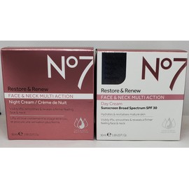 No7 No7 Restore & Renew FACE & NECK MULTI ACTION Day/Night Creams 2 x 50ml